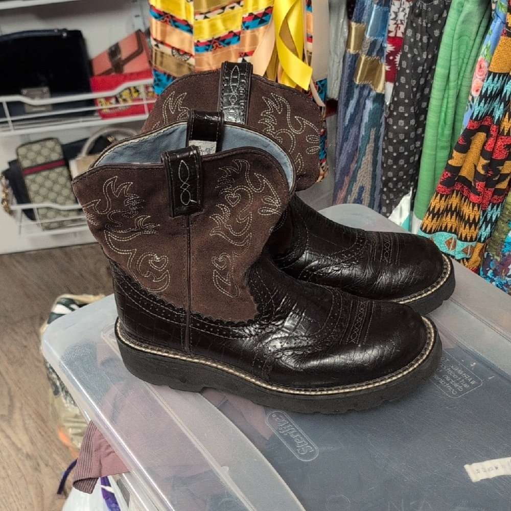 Ariat Black and Brown Leather Boots